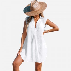 V-nyakú alapvető gallér fedő ruha