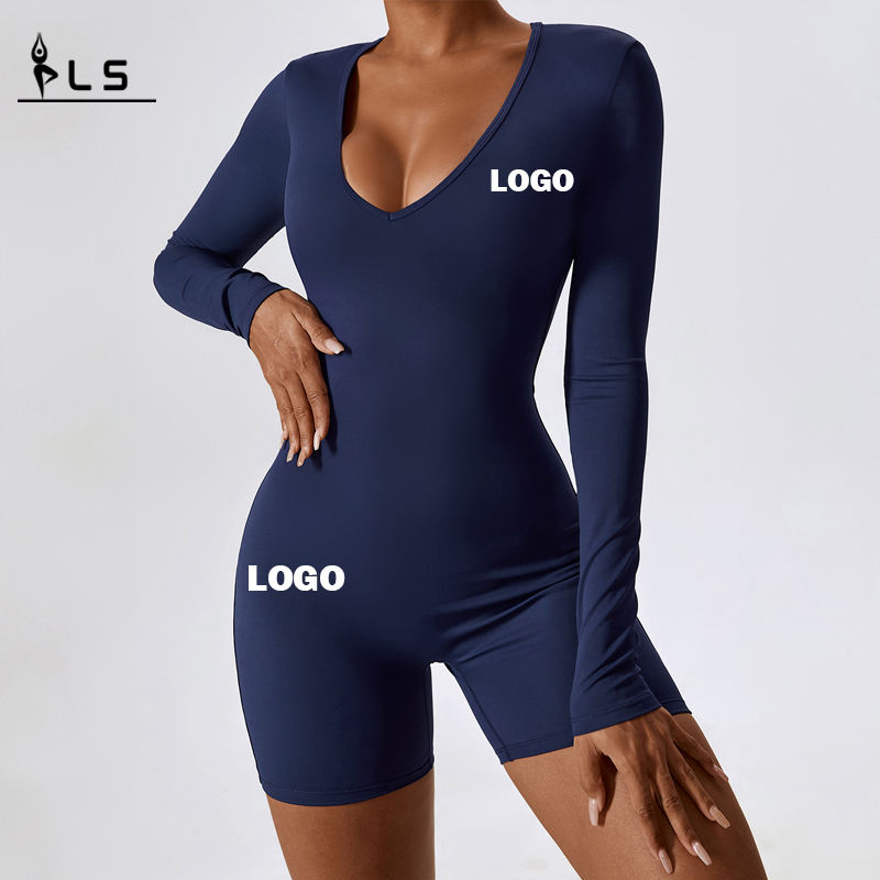 SC1079 OEM egyedi logó gyors, száraz, hosszú ujjú test edzőterem edzés romper bodycon aktív ruházat egy darab jóga dumpsuit
