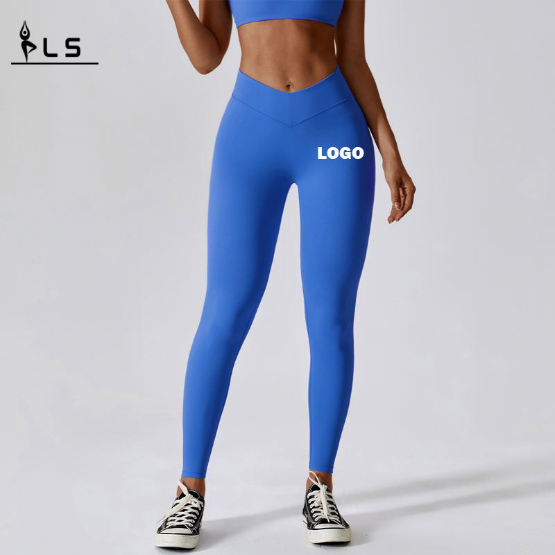 SC1094négyirányúnyújtható lélegző V vágott deréknylon spandex lábak feneke lift jóganadrágnőket