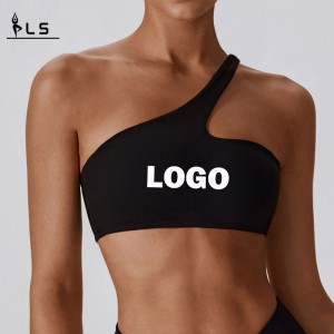 SC10188 Cross Vissza a jóga sport melltartónagy ütésű párnázott kék egy vállas fenekű sport melltartó