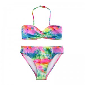 Gyerekek, kötőfékesnyakú fürdőruhával és színátmenet színű